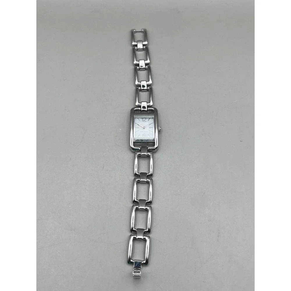 Nine West Womens Silver Tone Rectangular Bracelet‎ Watch NW/1039 Y121E Untested